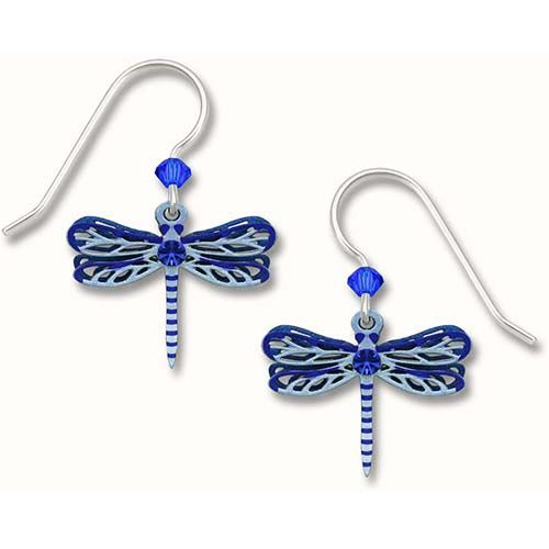 Dragonfly with Sapphire Crystal Earrings