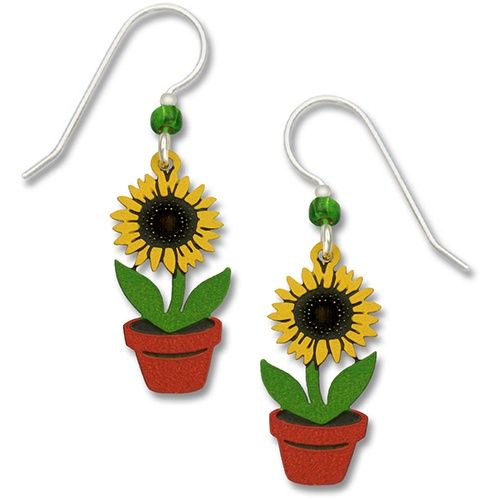 Sunflower In Pot Earrings