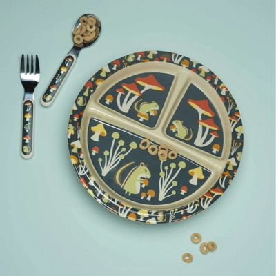 Divided Suction Plate - Mostly Mushrooms
