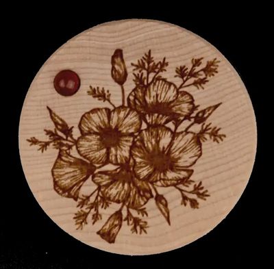 Poppies Wood Dreambox w/Carnelian