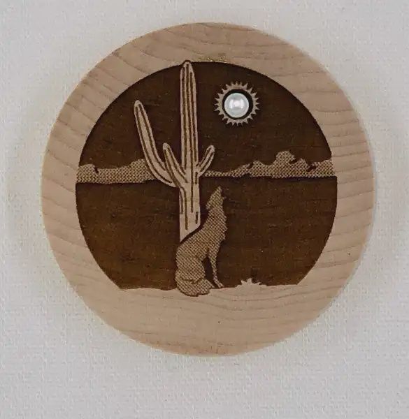 Coyote/Cactus/Moon Wood Dreambox w/Mother of Pearl