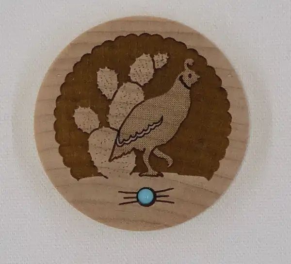 Quail &amp; Cactus Wood Dreambox w/Turquoise