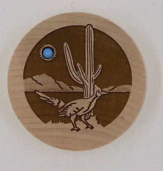 Roadrunner &amp; Cactus Wood Dreambox w/Turquoise