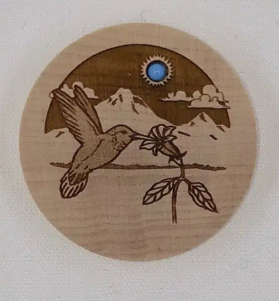 Hummingbird Wood Dreambox w/Turquoise Sun