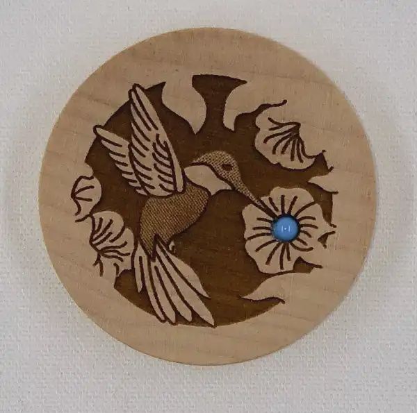 Hummingbird Wood Dreambox w/Amythyst Crystal