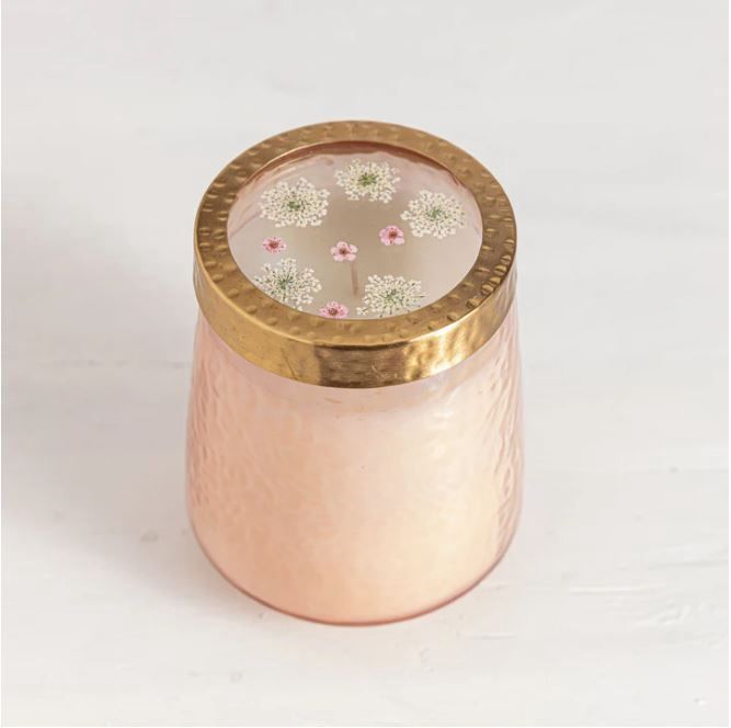 Watercolor Tall Pressed Floral Candle