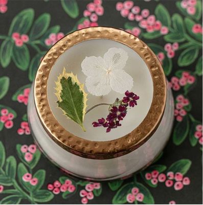 Holiday Medium Pressed Floral Candle