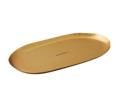 Gold Candle Plate, 12.75 x 6-Inch