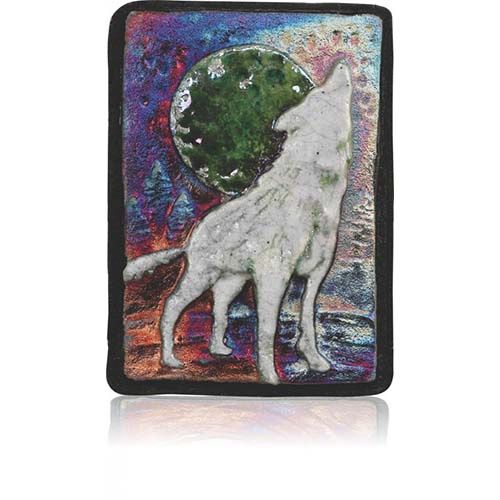 Small Raku Wall Art, Wolf