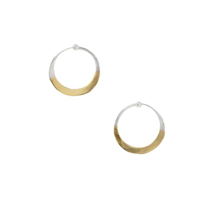 Gold Dipped Hammered Hoop Earrings - 1&quot;