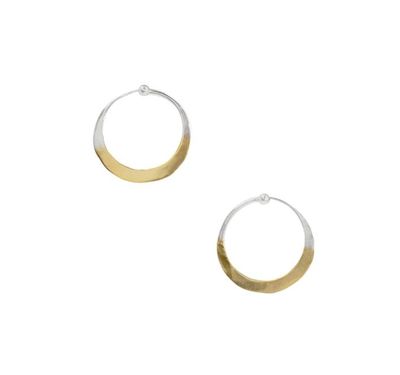 Gold Dipped Hammered Hoop Earrings - 1&quot;
