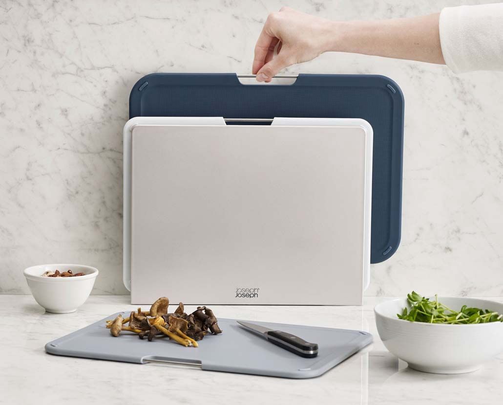 Nest 3-Piece Regular Chopping Boards with Stand - Grey