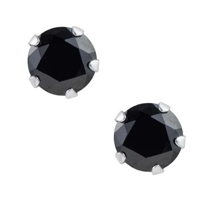 Black CZ Stud-7mm
