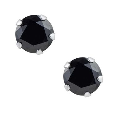 Black CZ Stud-7mm