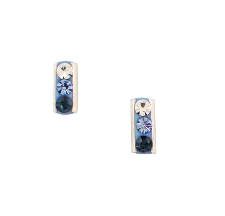 Blue Shaded Crystal Bar Stud