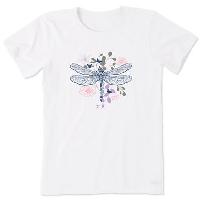 Women&#39;s Floral Backdrop Dragonfly SS Tee
