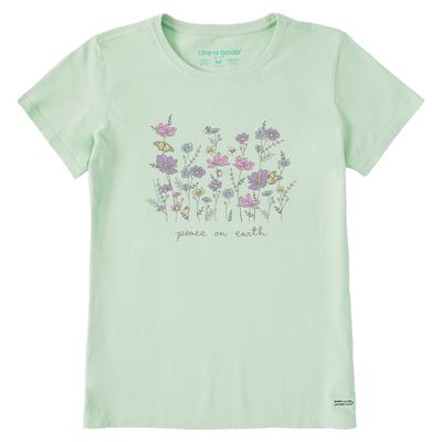 Women&#39;s Relaxed Peaceful Wildflowers Short Sleeve Tee Shirt