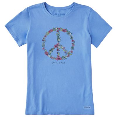 Women&#39;s Relaxed Wildflower Love Peace Short Sleeve Tee Shirt