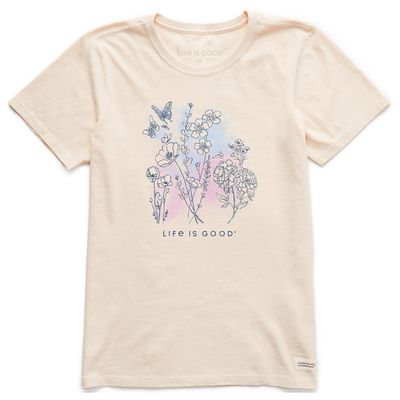 Women&#39;s Pen And Ink Flowers Short Sleeve Shirt