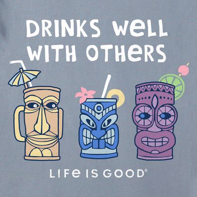 Life is Good Women's Tiki Drinks Well Short Sleeve Crusher Tee Shirt
