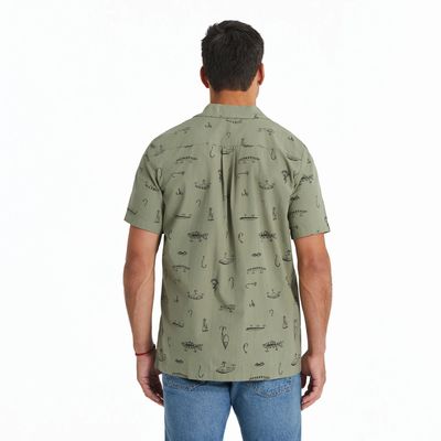 Life is Good Men's Fish Tackle Box Pattern Camp Shirt