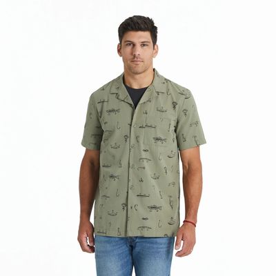 Men&#39;s Fish Tackle Box Pattern Camp Shirt