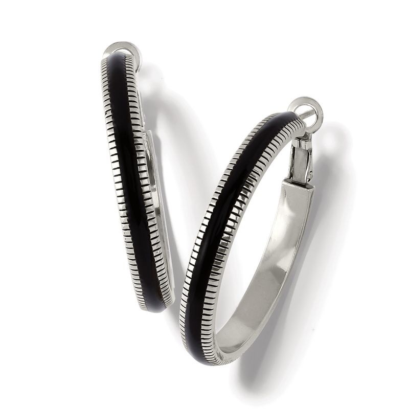 Interlok Noir Heirloom Hoop Earrings - Black