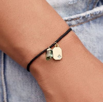Charm Bracelet, Raw Emerald Gold