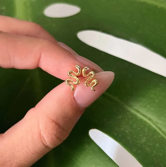 Earring, Snake Studs Gold
