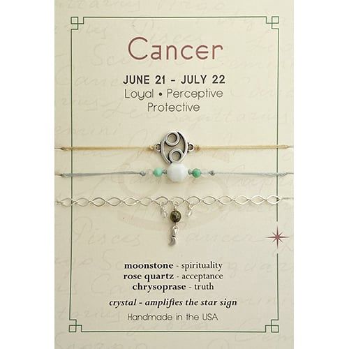 Cancer Zodiac Bracelet Set Of 3 - Silver