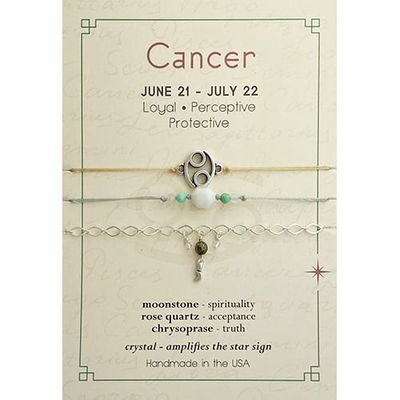 Cancer Zodiac Bracelet Set Of 3 - Silver