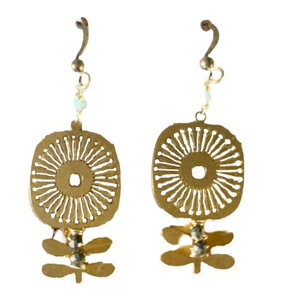 Flower w/Pyrite Earrings
