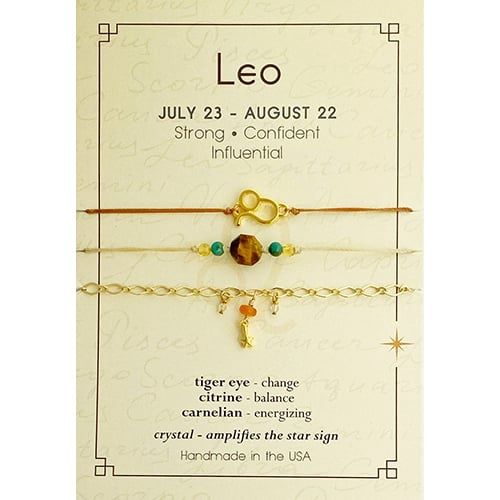Leo Zodiac Bracelet Set Of 3 - Gold