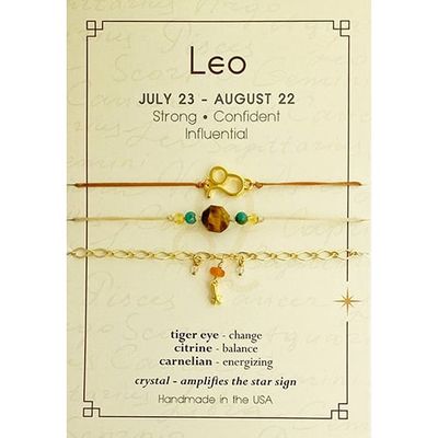 Leo Zodiac Bracelet Set Of 3 - Gold
