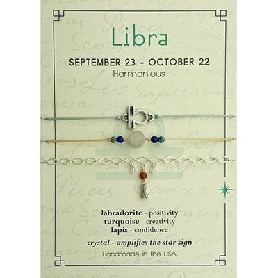 Libra Zodiac Bracelet Set Of 3 - Silver