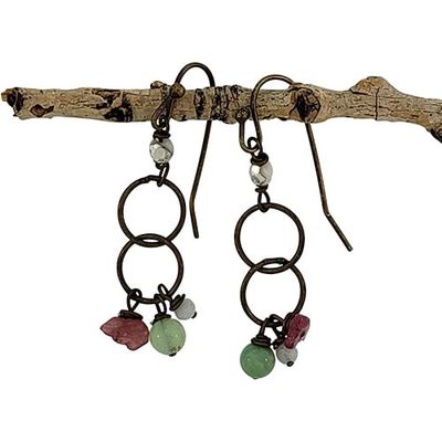 Brass with Assorted Stone Bauble Earring