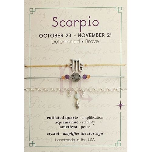 Scorpio Zodiac Bracelet Set Of 3 - Silver