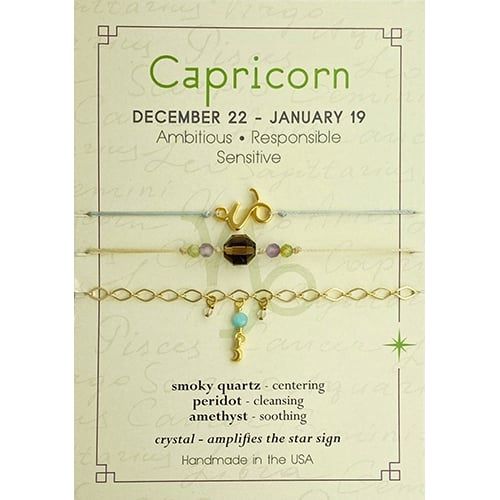 Capricorn Zodiac Bracelet Set Of 3 - Gold