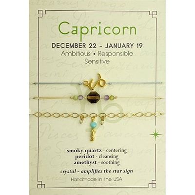 Capricorn Zodiac Bracelet Set Of 3 - Gold