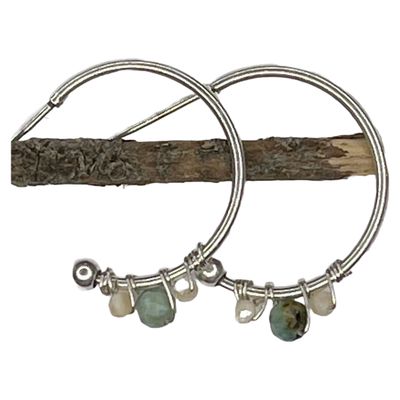 Shell Hoop Stud w/Turquoise Earrings