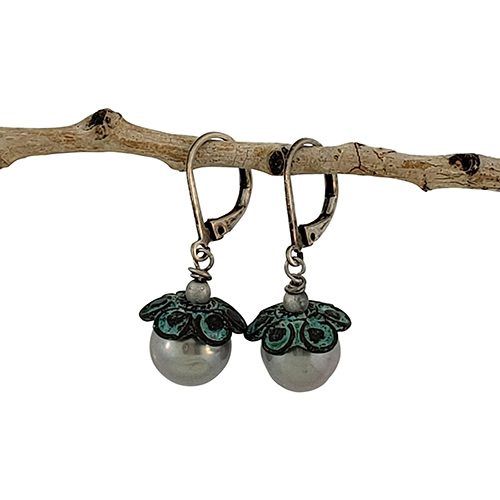 Pearl with Decor Bead Cap Earrings