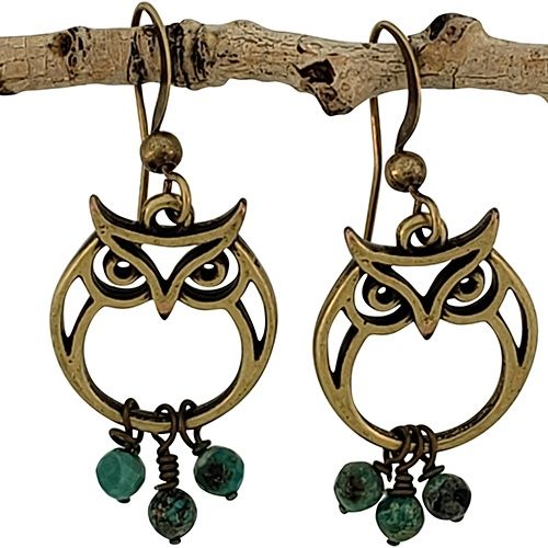Owl with Bauble Earrings