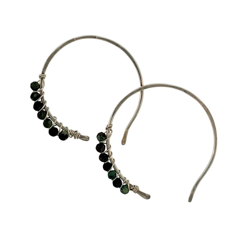 Handforged Turquoise Hoop Earrings