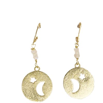 Gold Cutout Moon &amp; Star Earrings