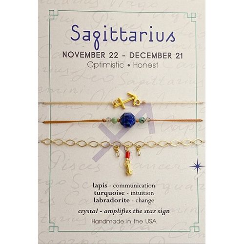 Sagittarius Zodiac Bracelet Set Of 3 - Gold