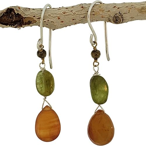 Peridot With Pyrite Earrings