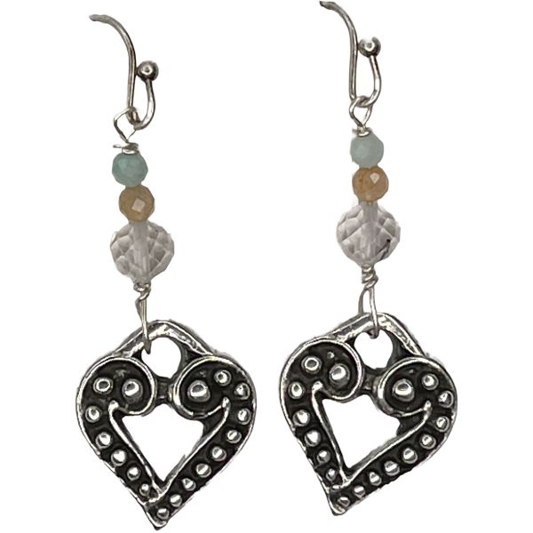 Open Hearts with Stone Earrings