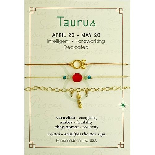Taurus Zodiac Bracelet Set Of 3 - Gold