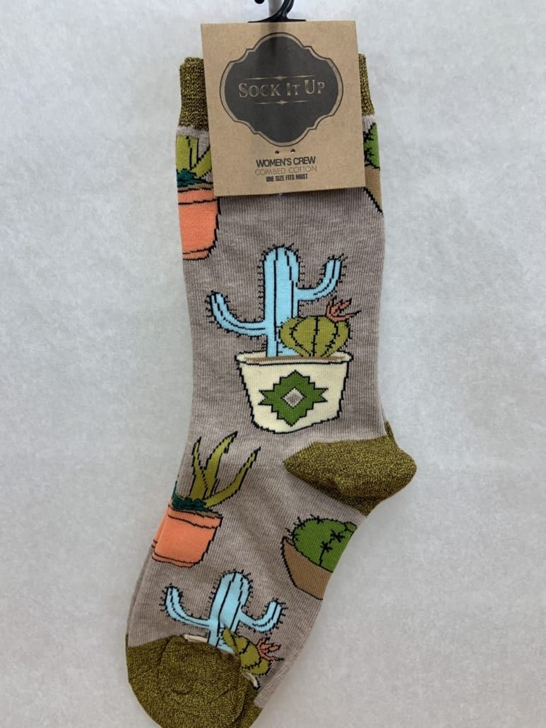 Women&#39;s Crew Socks, Cactus Hugs