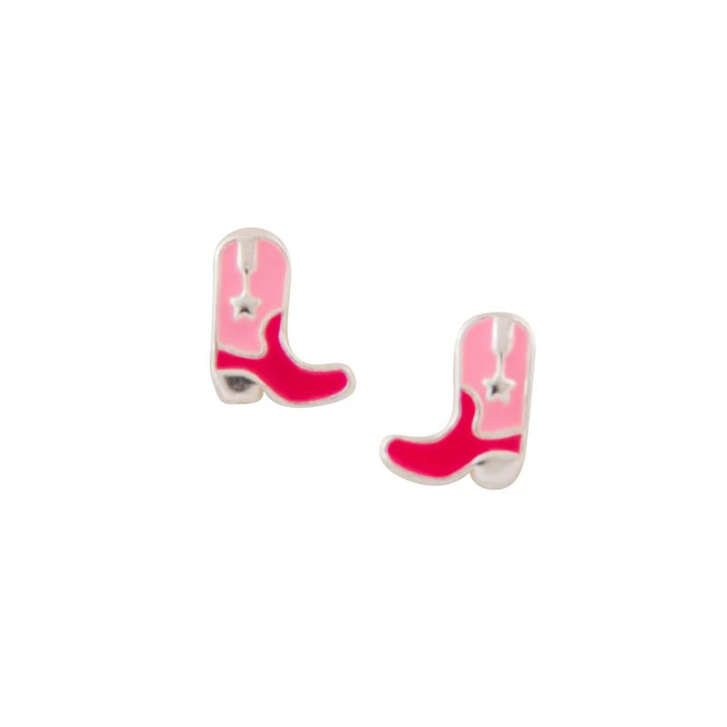 Tomas Jewelry Pink Ranch Boots Stud Earrings
